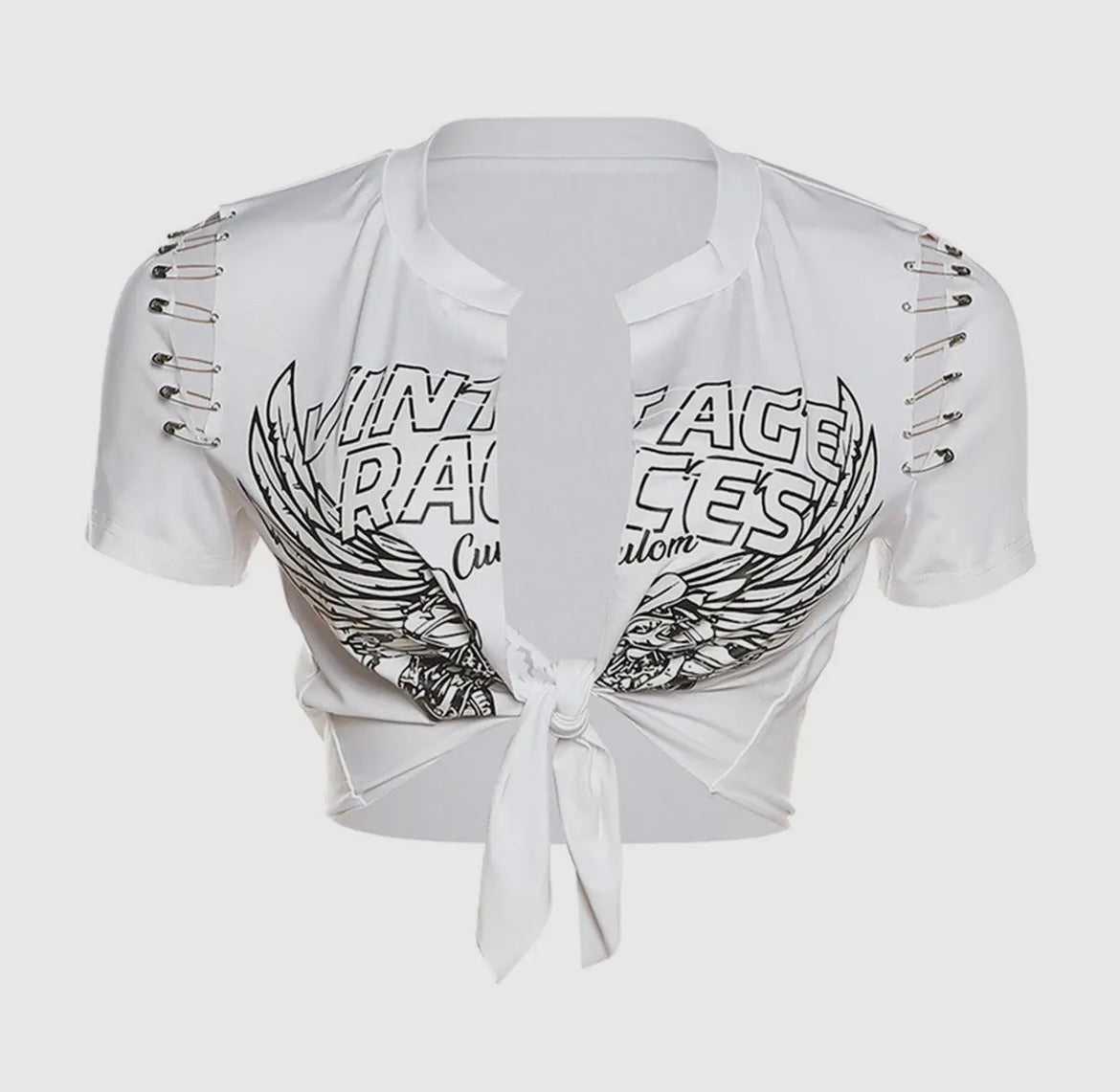 Graphic Pinned Crop Top￼