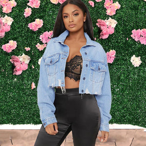 Ripped cropped 2025 jean jacket